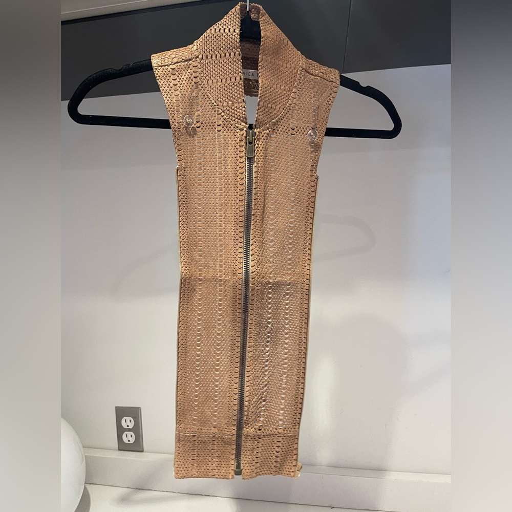 $550 Veronica beard RARE camel perforated 100% snakeskin leather Dickey.
